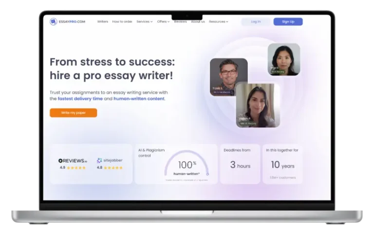 EssayPro essay writing service website interface