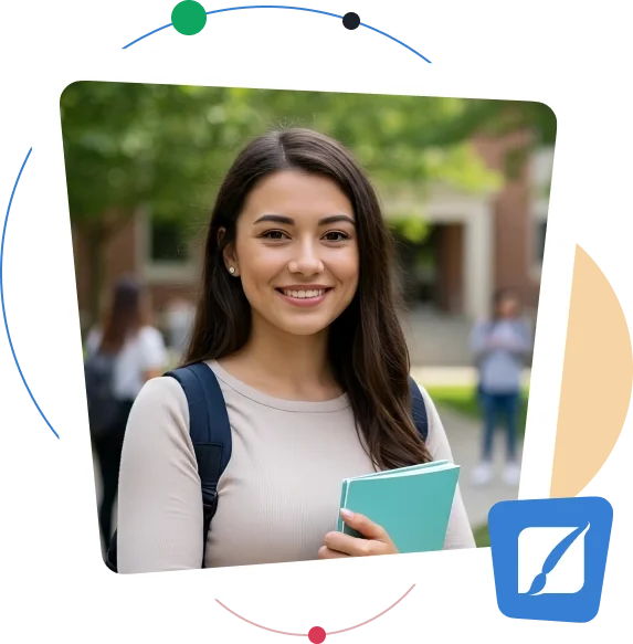 Meet Julie Morgan – EssayRating Team Reviewer & Education Expert Julie Morgan, smiling student and reviewer at EssayRating, holding a notebook on a university campus, featured in Meet the Team section