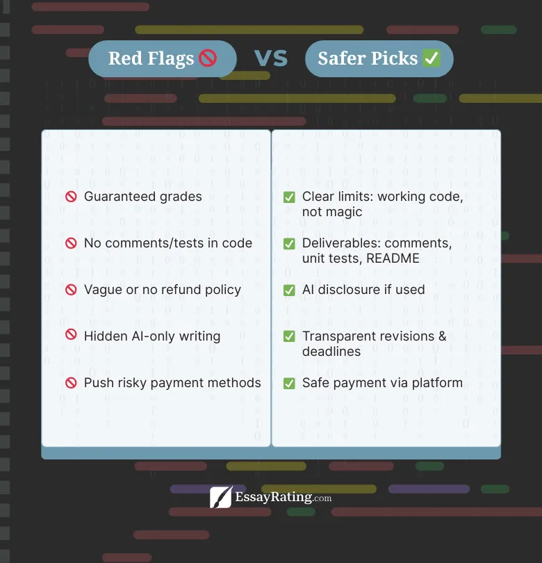 Red flags vs safer picks when ordering programming assignment help