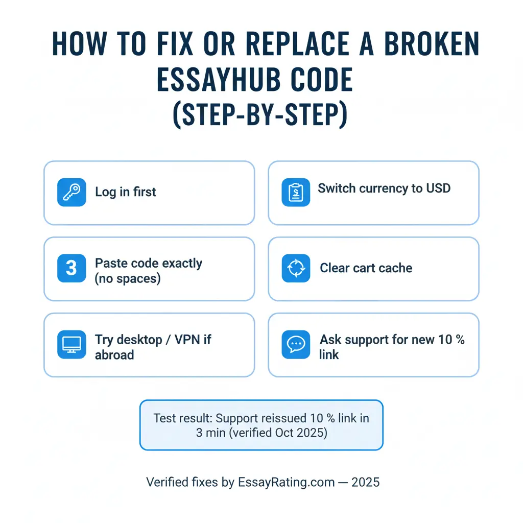 How to fix EssayHub coupon — step-by-step guide to working discount codes