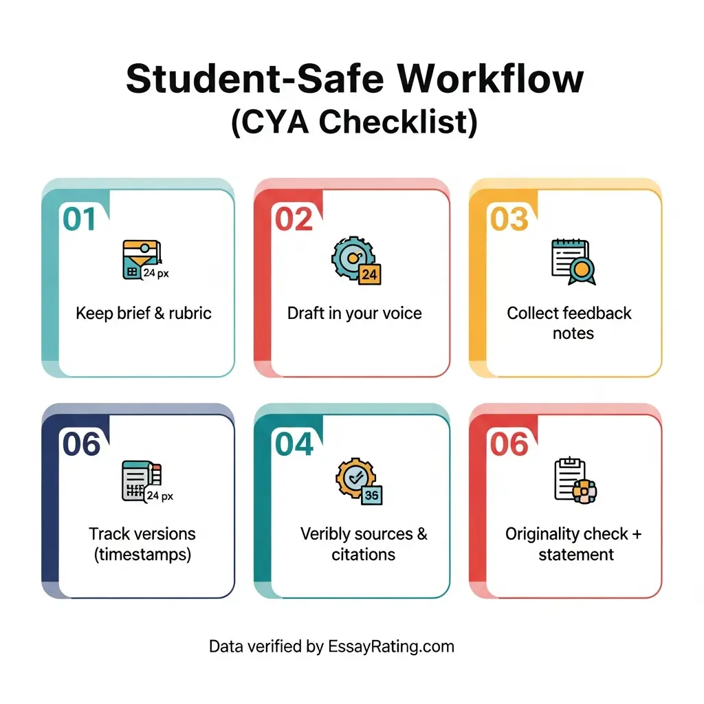 Ethical student workflow — draft → feedback → revise → cite → final check