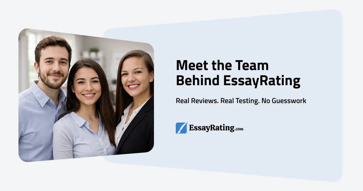 EssayRating review team members standing together – real testing and service evaluation experts
