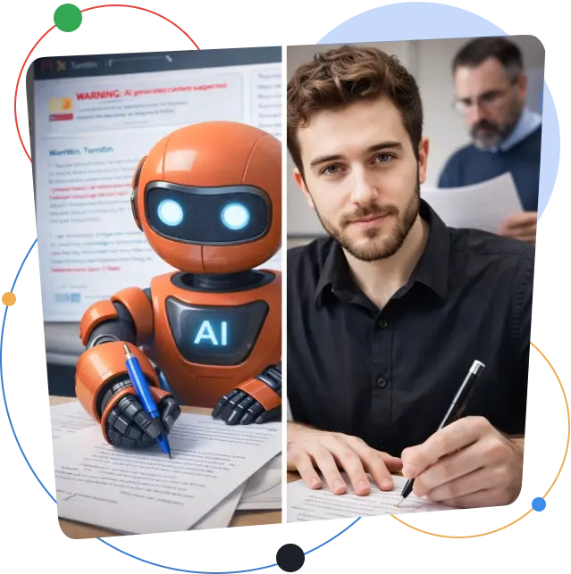 Comparison between AI-generated essay and human-written paper, illustrating why students prefer AI-free essay services in 2026